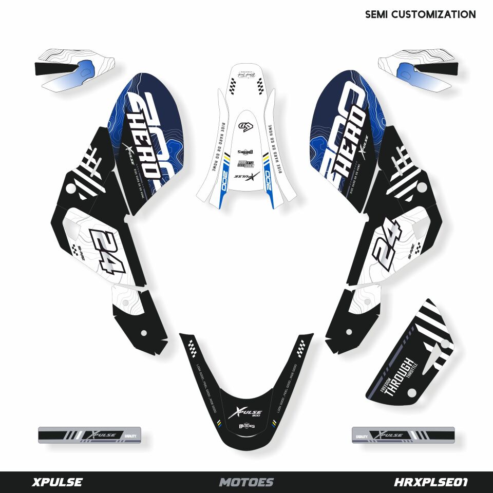 HERO Xpulse Modelleri için Grafik Kiti Xpulse 200 4V Pro - SİYAH - Standart Parlaklık