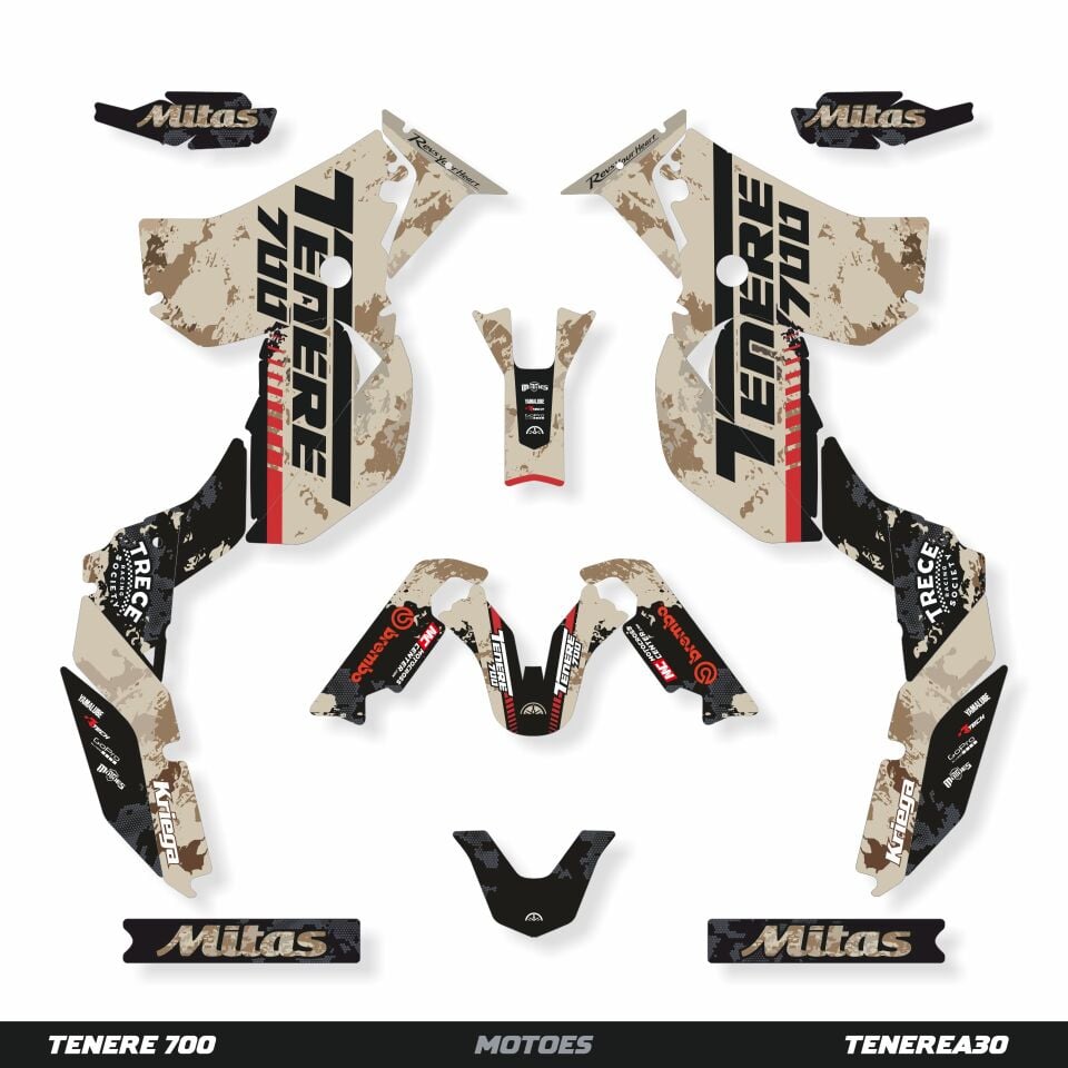 YAMAHA TENERE 700 İÇİN GRAFİK SETİ Tenere 700 World Raid - 2024 - Standart Gloss