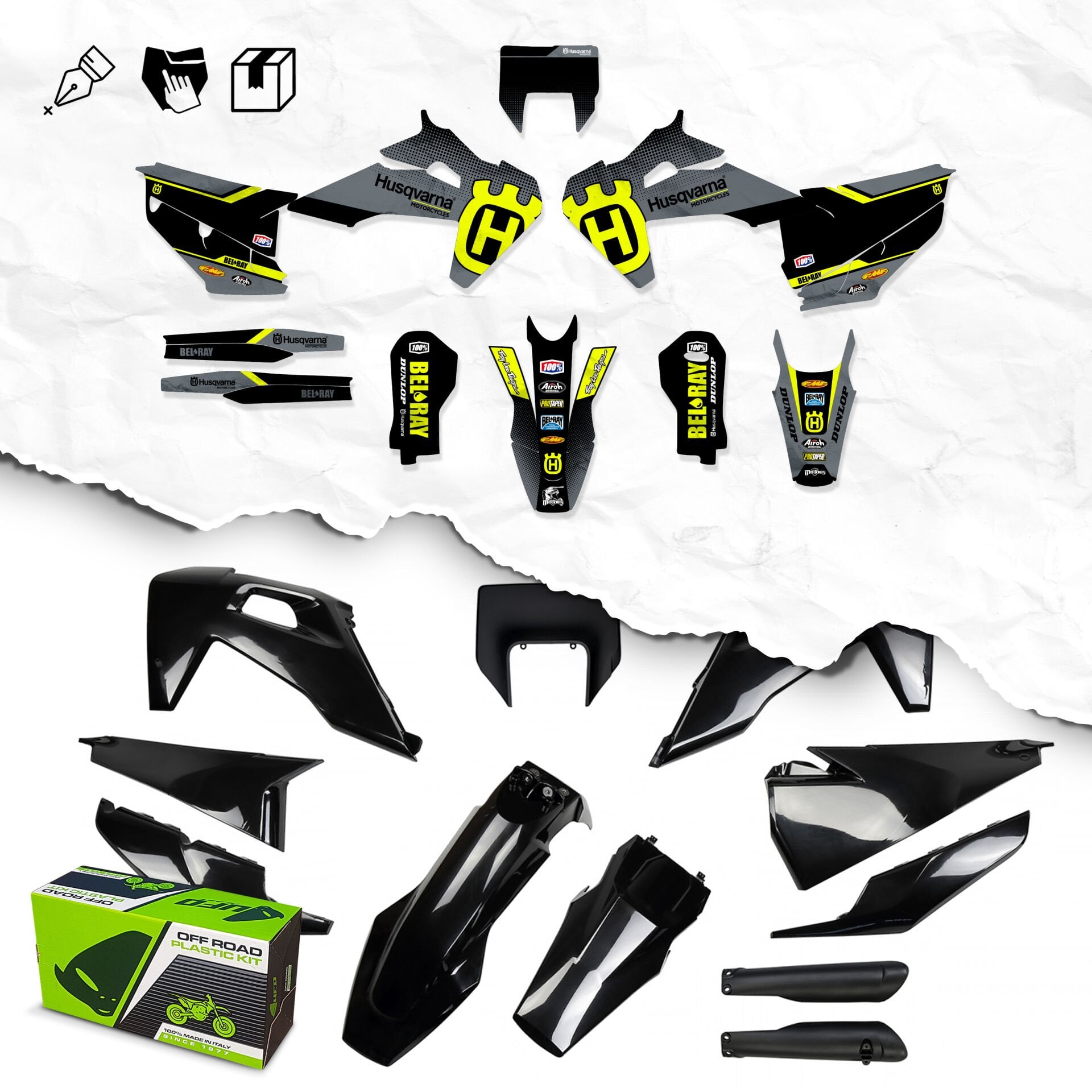 HUSQ 2020-2023 İçin Montaja Hazır Etiketleri Uygulanmış Plastik Seti