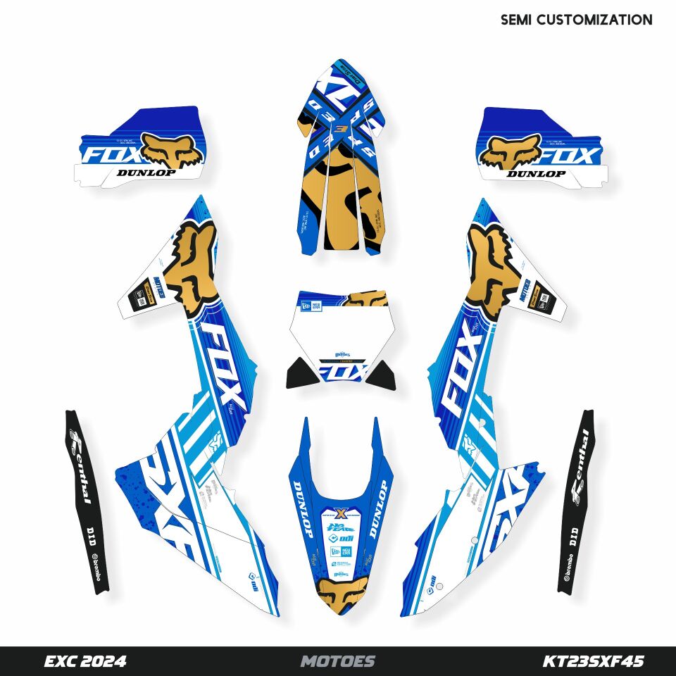 KTM Modelleri için Grafik Kiti - Flare Fox EXC/EXC-F/XCW/XCW-F 2014-2016 - Standart Parlaklık - Seçenek 1