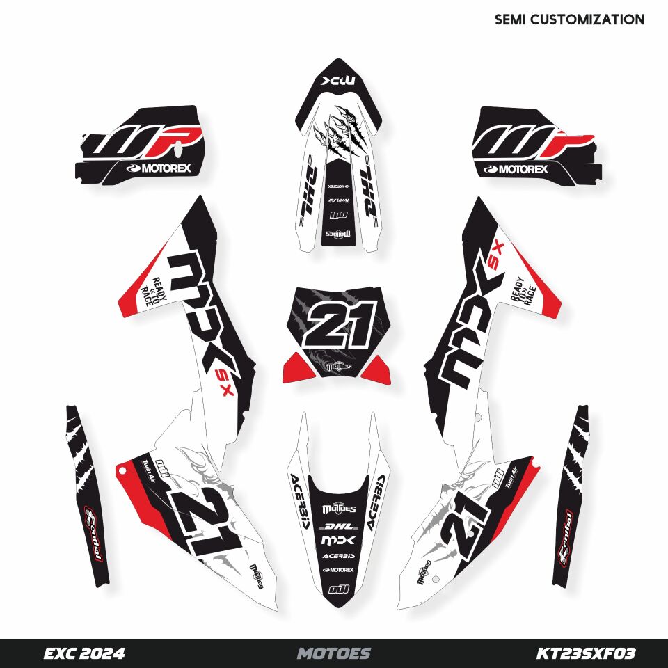 KTM Modelleri için Grafik Kiti - Rage Claws EXC/EXC-F/XCW/XCW-F 2014-2016 - Standart Parlaklık