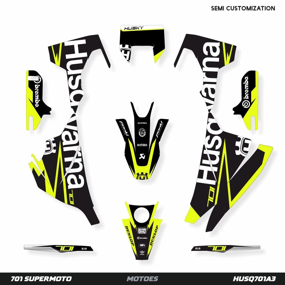 Husqvarna 701 Modelleri için Grafik Kiti 701 SM 2016-2023 - Standart Gloss - Fluo Parts