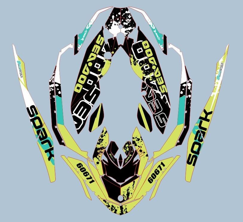 MOTOES Sea-Doo Spark ( SPARK_A1 ) Grafik-Sticker-Etiket Kiti