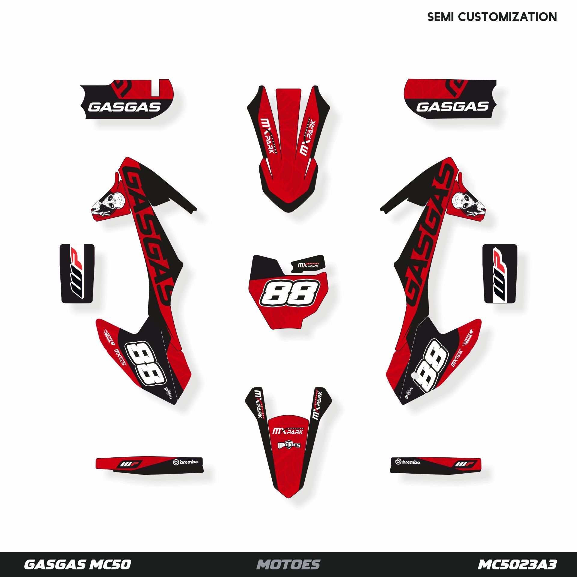 Gasgas MC50 Modeli İçin Grafik Kiti MC85 2021-2024 - Standart Matte