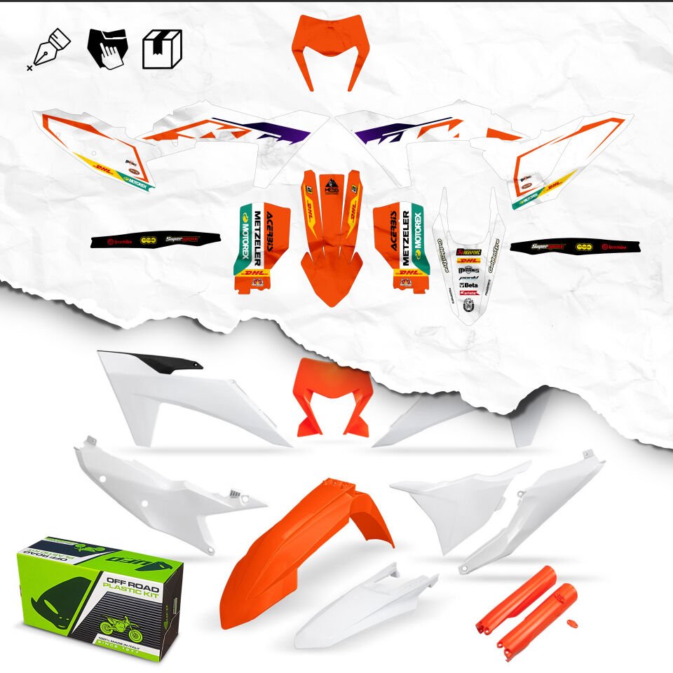 KTM 2024-2025 İçin Montaja Hazır Etiketleri Yapıştırılmış Plastik Seti Standart - Glitter diamond - White
