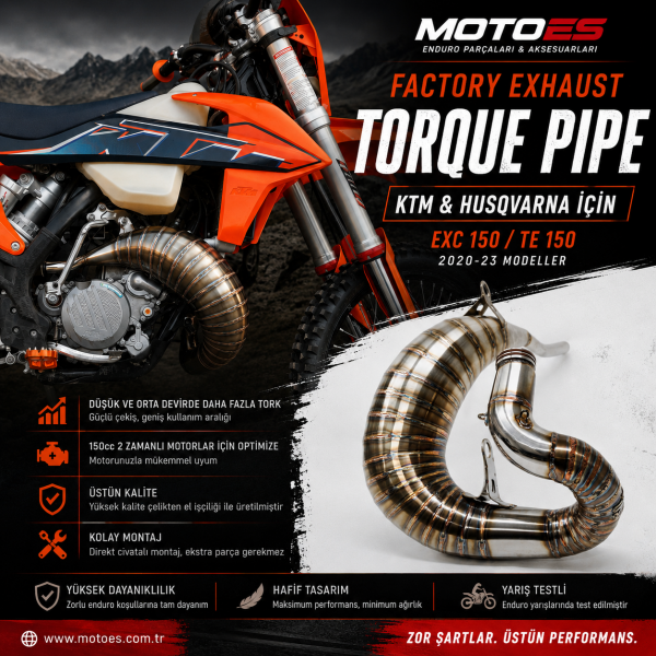 Motoes Factory Salyangoz Tork Egzoz KTM EXC 150 / HUSQVARNA TE 150 2020-23 Modelleri İçin