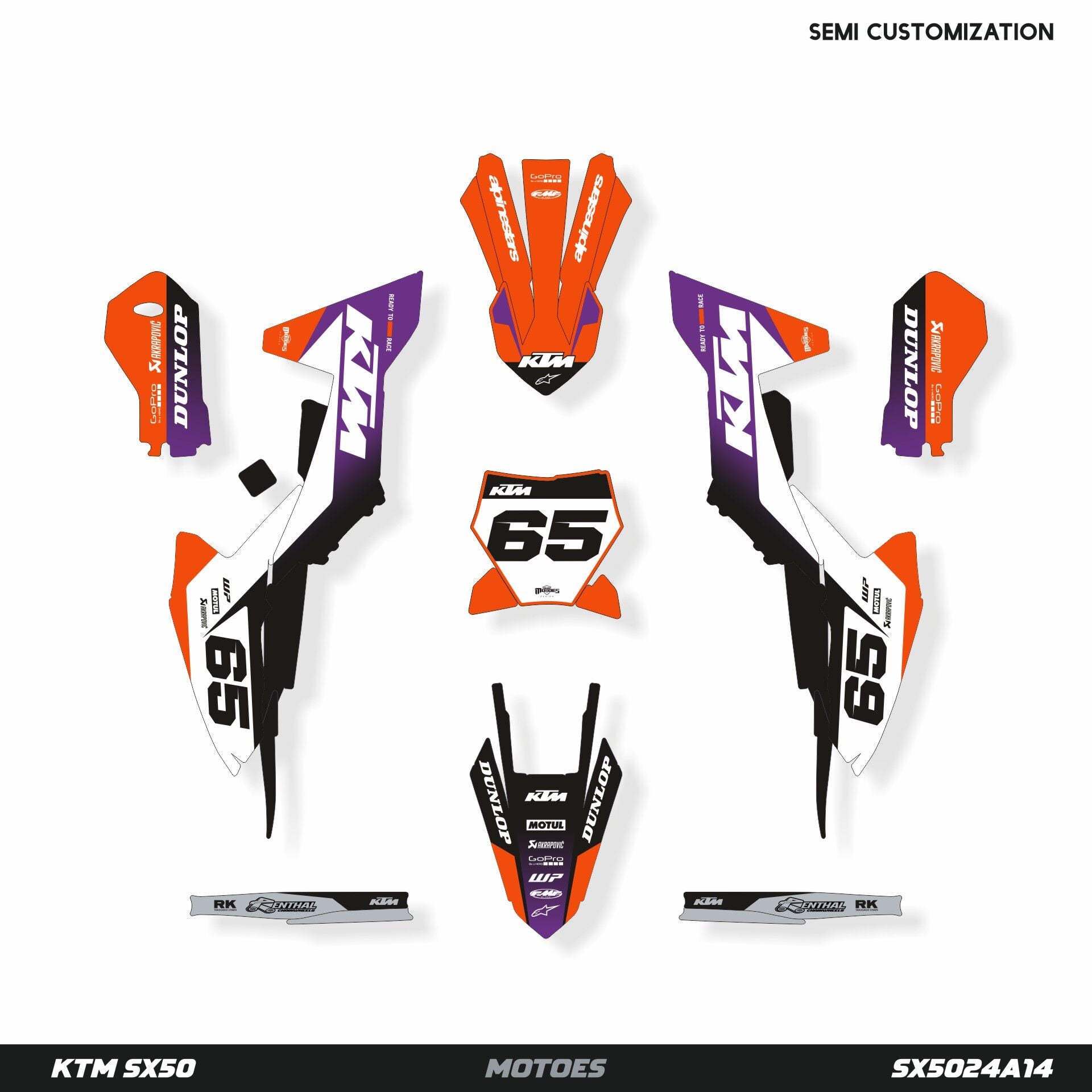 KTM SX50 Modeli İçin Grafik Kiti SX85 2013-2017 - Standart Matte