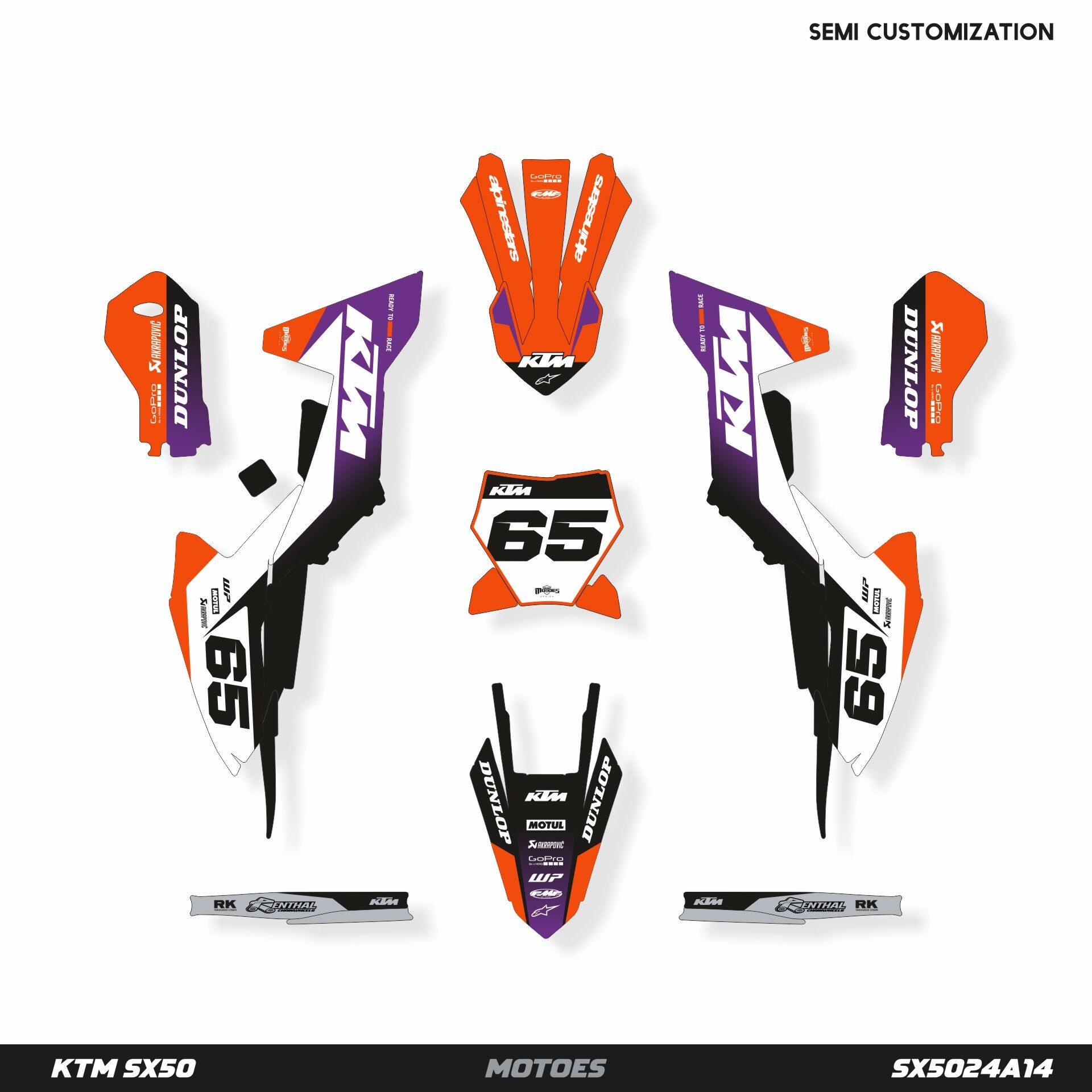 KTM SX50 Modeli İçin Grafik Kiti SX50 2024-2025 - Standart Gloss