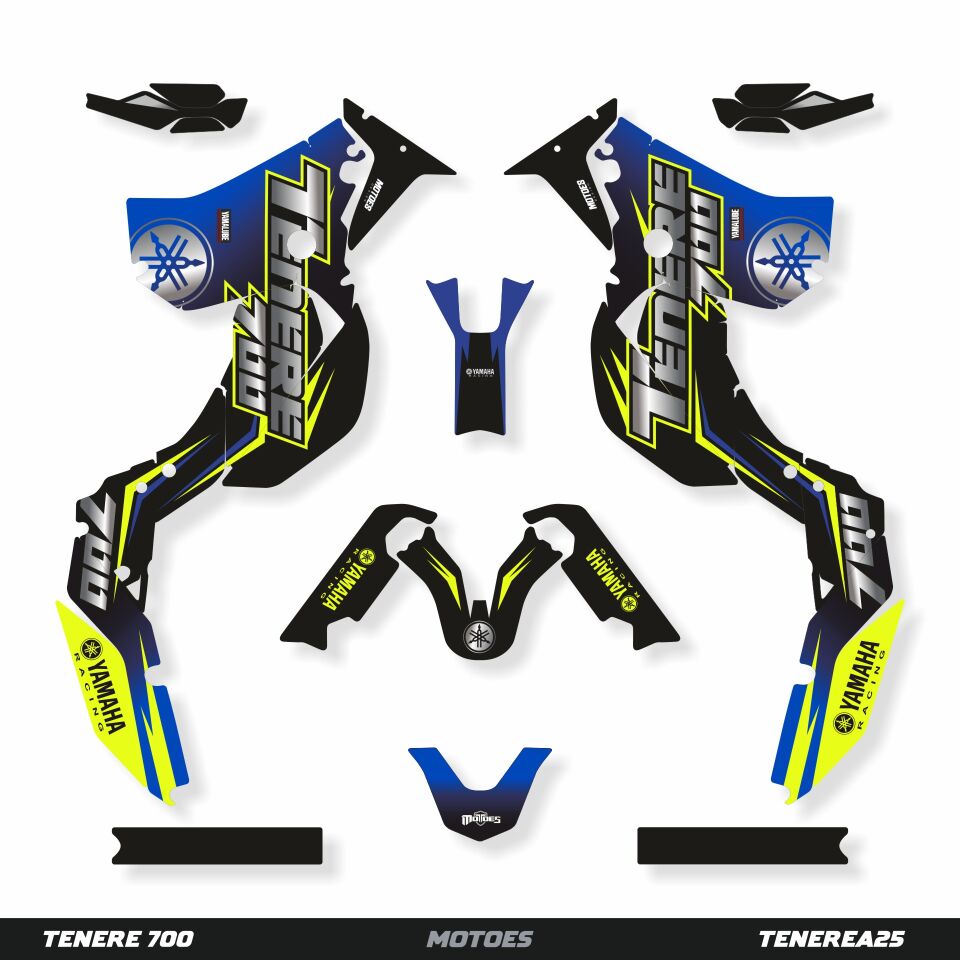 YAMAHA TENERE 700 İÇİN GRAFİK SETİ - Asit Krom Tenere 700 World Raid - 2023 - Standart Matte