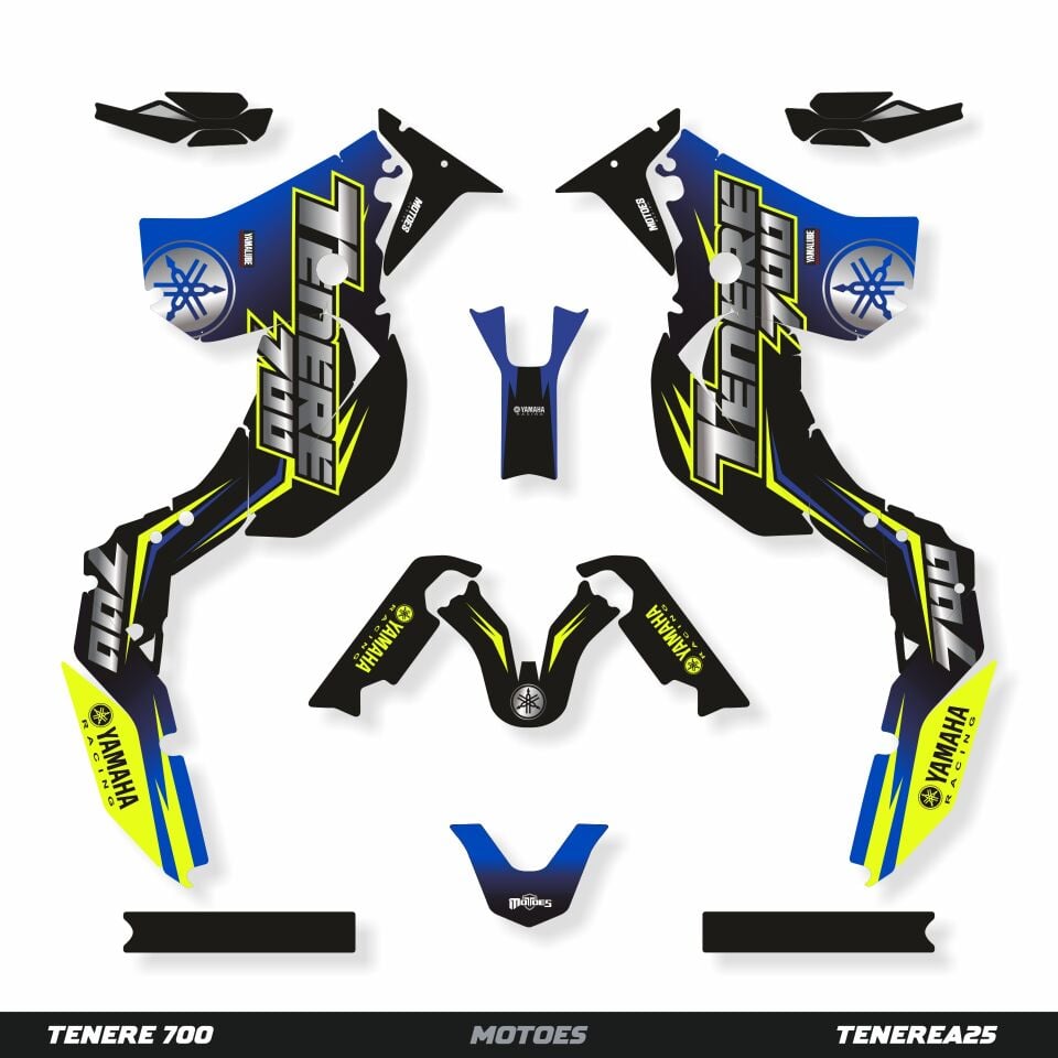 YAMAHA TENERE 700 İÇİN GRAFİK SETİ - Asit Krom Tenere 700 Rtech Revolution - 2025 - Standart Matte