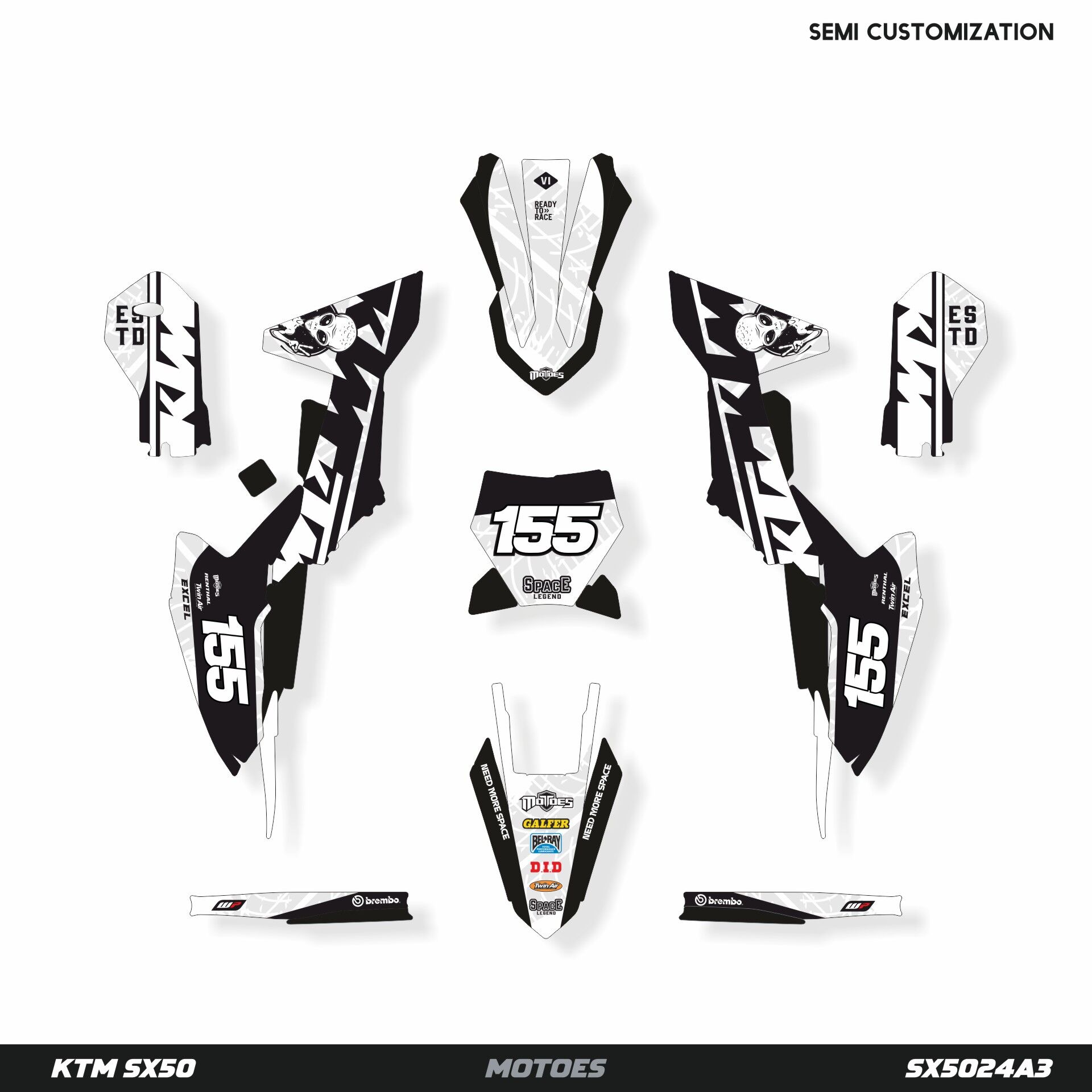 KTM SX50 Modeli için Grafik Kiti SX50 2009-2015 - Standart Gloss
