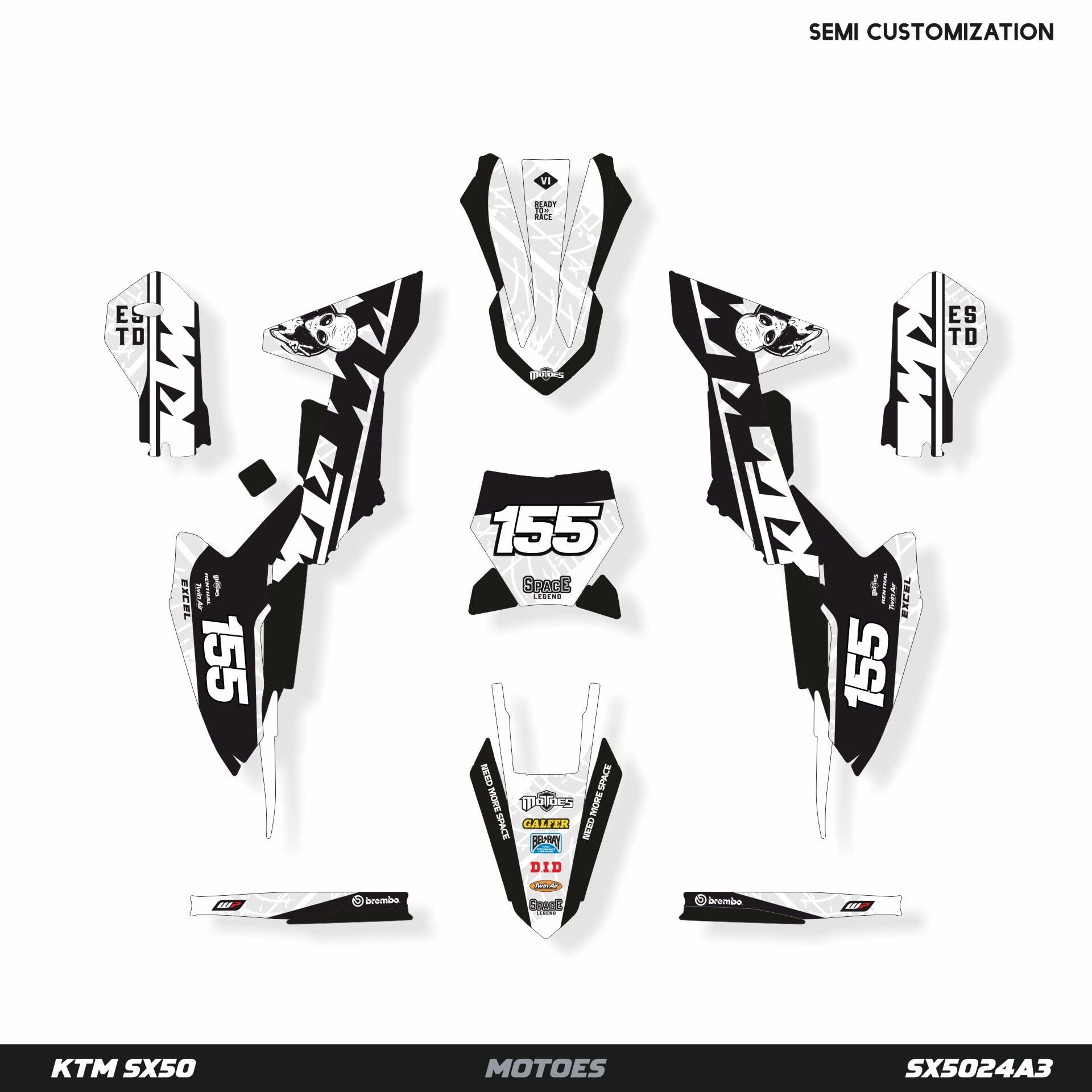 KTM SX50 Modeli için Grafik Kiti SX85 2013-2017 - Standart Gloss
