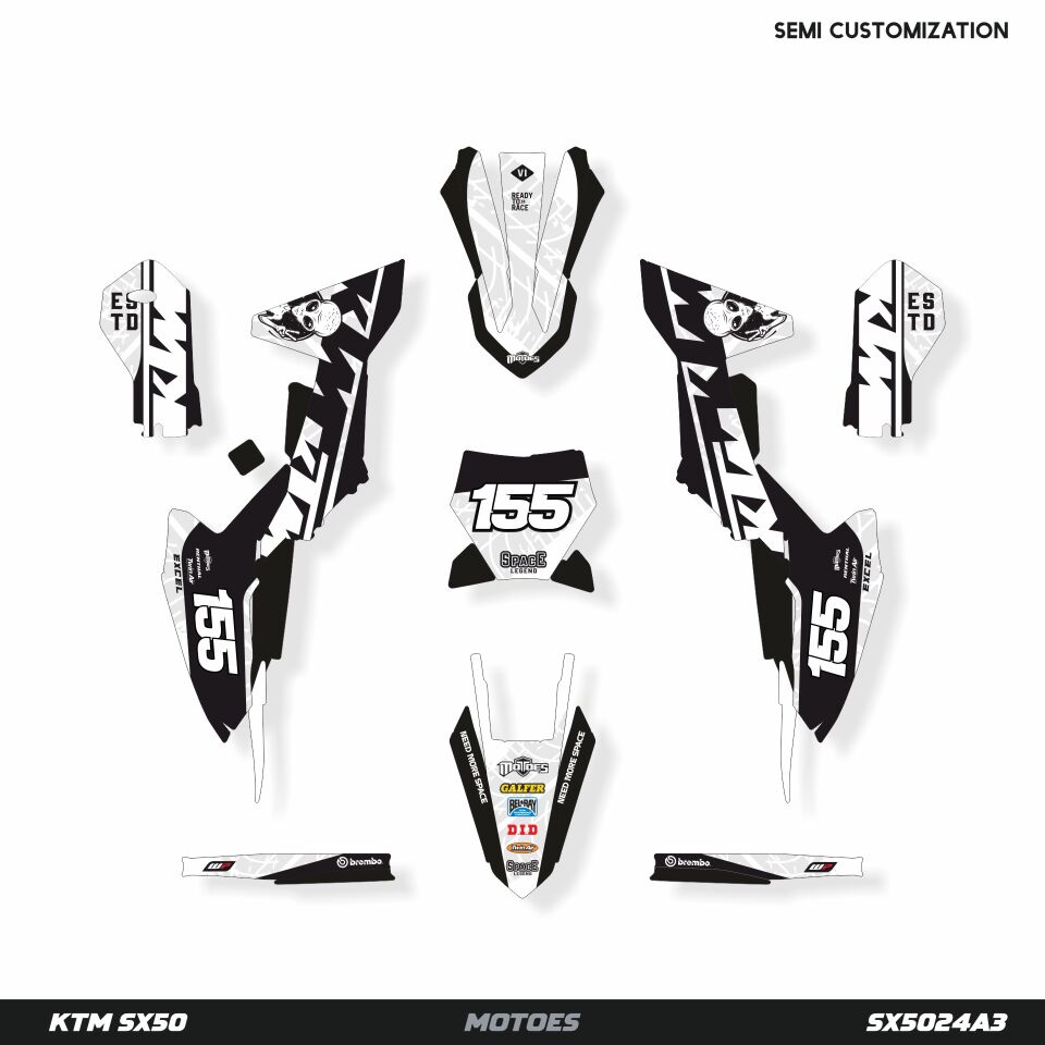 KTM SX50 Modeli için Grafik Kiti SX65 2024-2026 - Standart Gloss