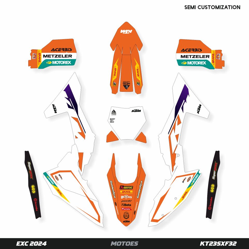 KTM Modelleri için Grafik Kiti EXC/EXC-F/XCW/XCW-F 2024-2025 - Standart Parlaklık