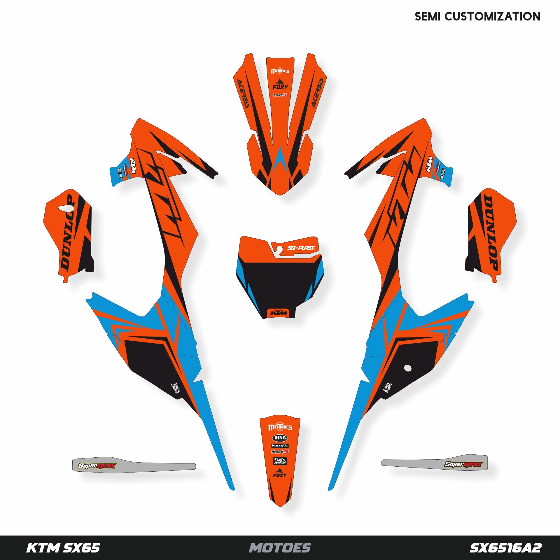 KTM SX65 Modeli için Grafik Kiti SX85 2025-2026 - Standart Matte