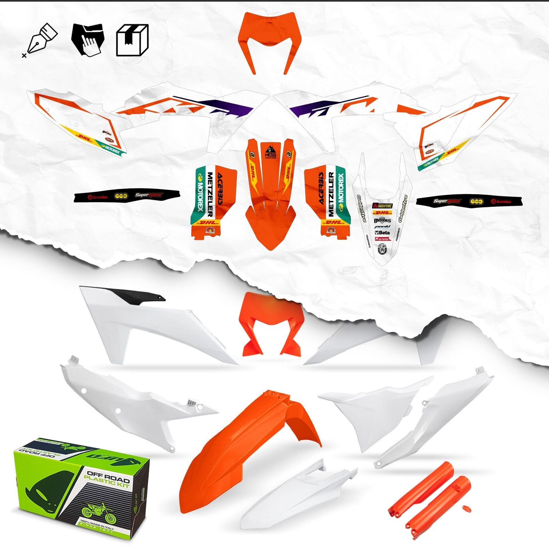 KTM 2024-2025 İçin Montaja Hazır Etiketleri Yapıştırılmış Plastik Seti