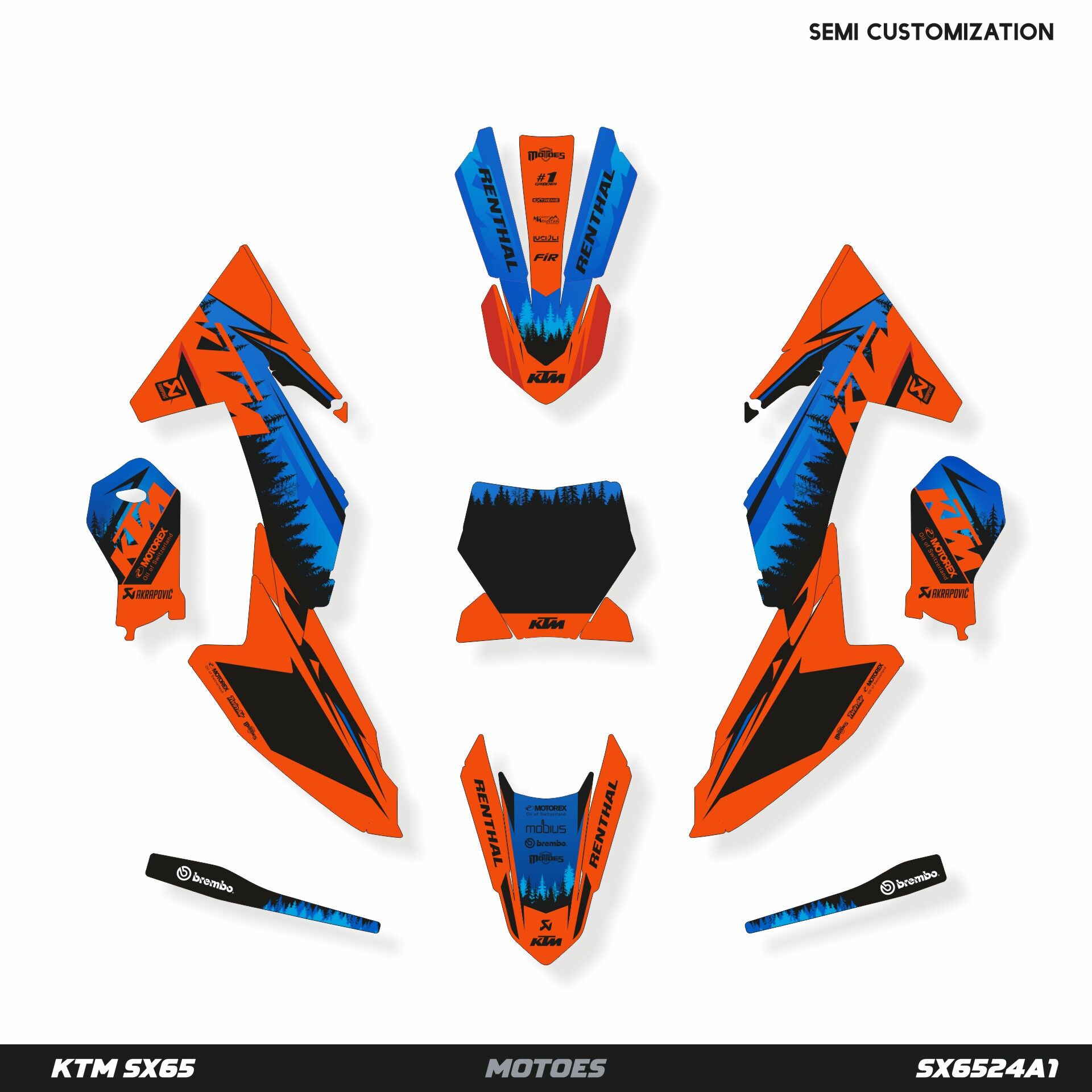 KTM SX65 Modeli İçin Grafik Kiti SX50 2024-2025 - Standart Gloss