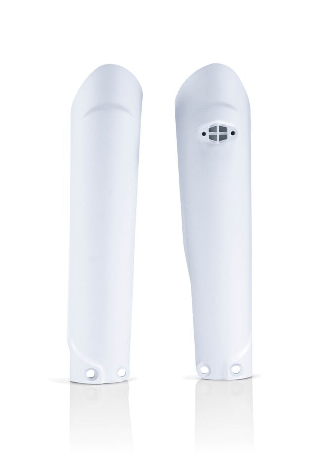 Acerbis Front Shock Absorber Plastic, White, for KTM, Gas Gas, and Husqvarna Models.