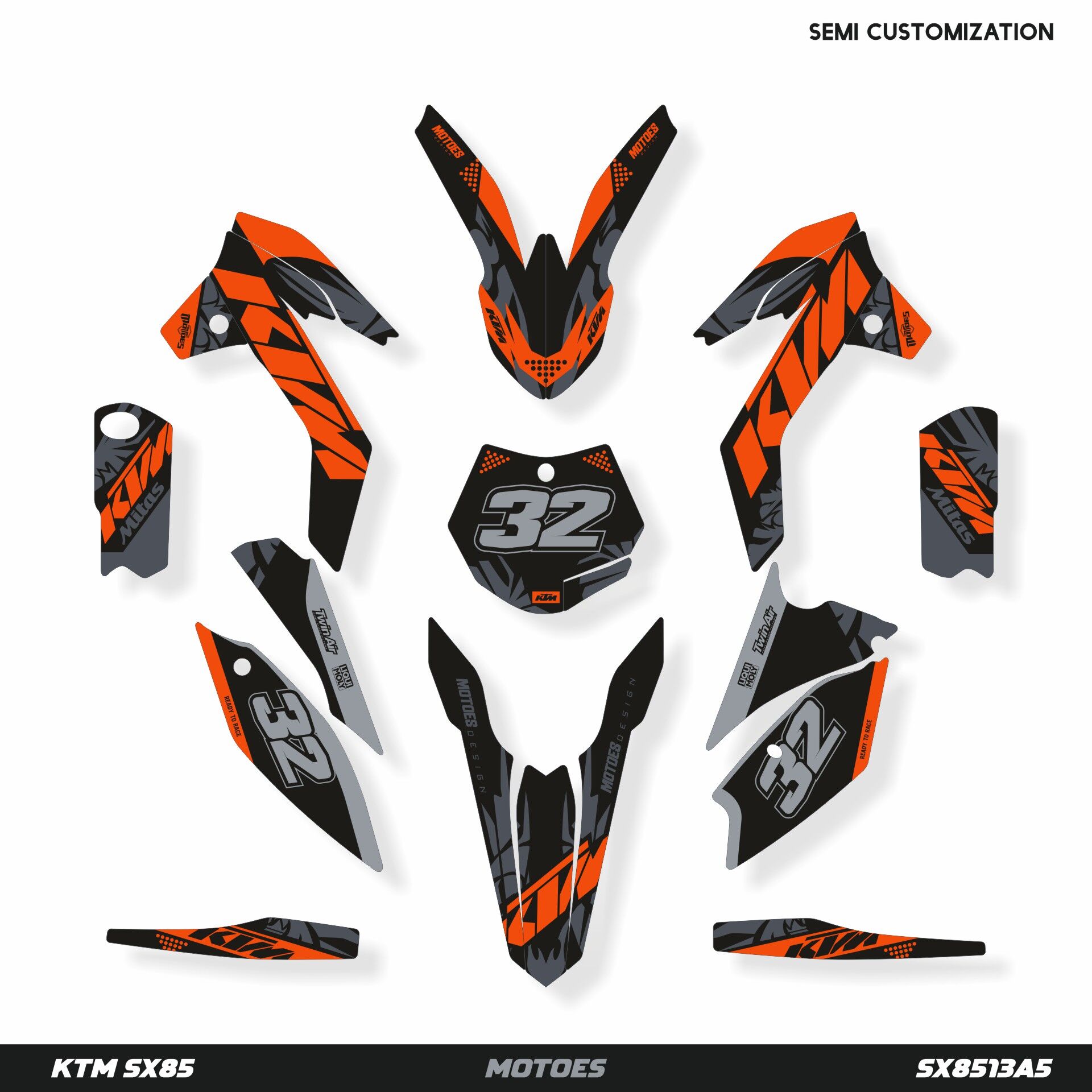 KTM SX85 Modeli için Grafik Kiti SX50 2016-2023 - Standart Matte